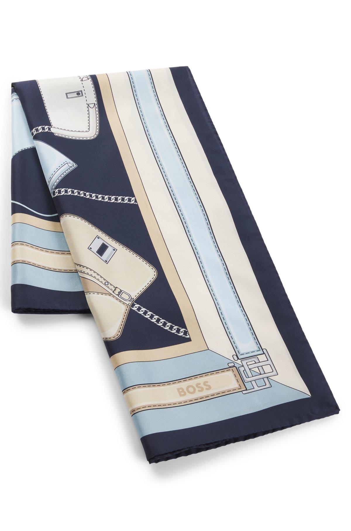 BOSS - Italian-made scarf in printed silk twill - Patterned Product Image