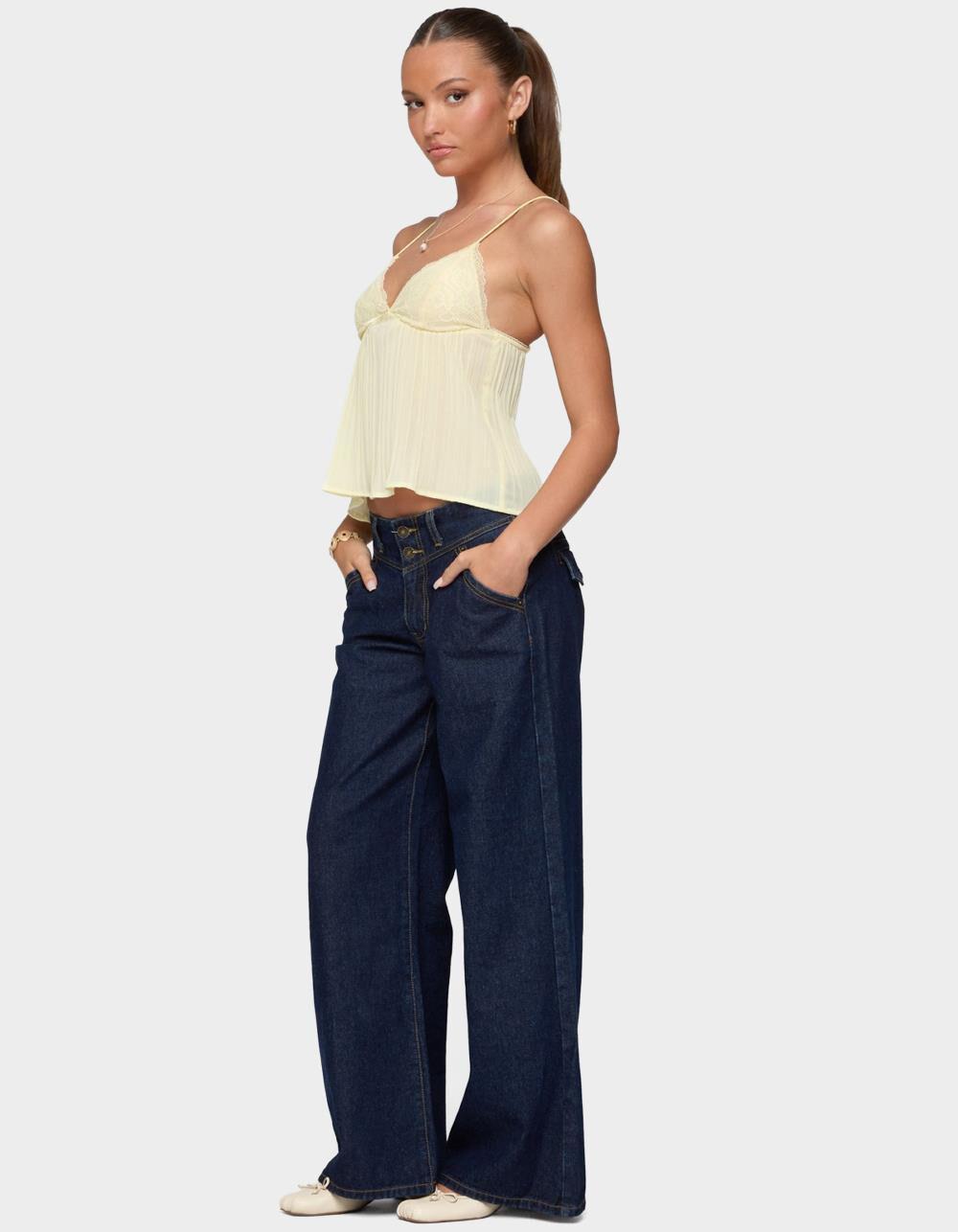 EDIKTED Meredith Low Rise Jeans - BLUE Product Image