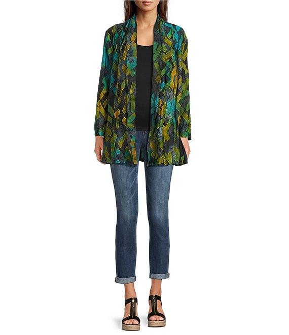 Calessa Burnout Knit Tie-Dye Long Sleeve Open-Front Cardigan Product Image