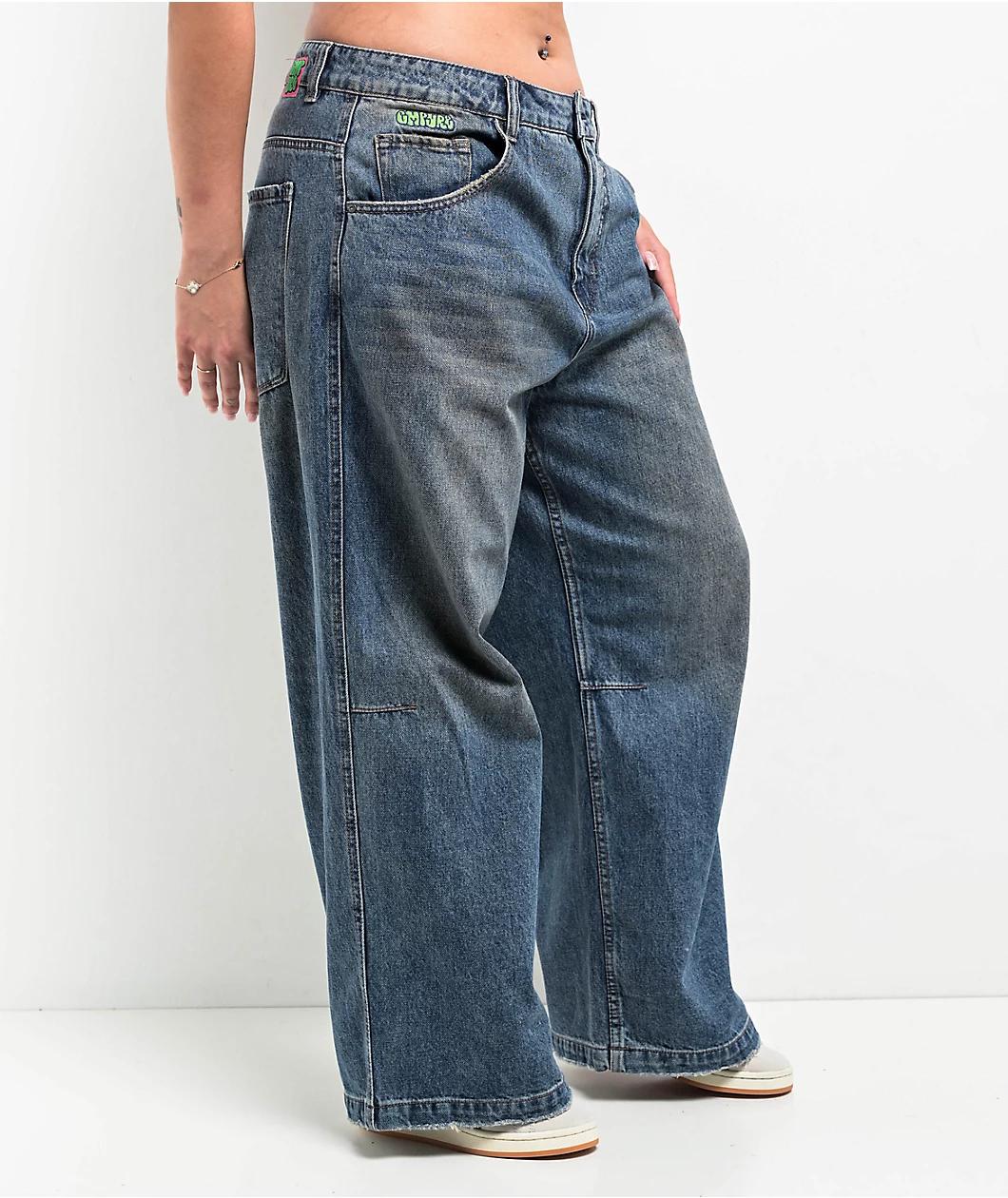 Empyre Boxcar Extent Wide Leg Blue Denim Jeans Product Image