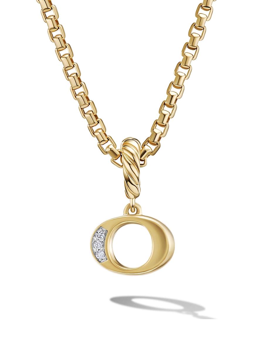 Womens Pav Initial Pendant in 18K Yellow Gold Product Image
