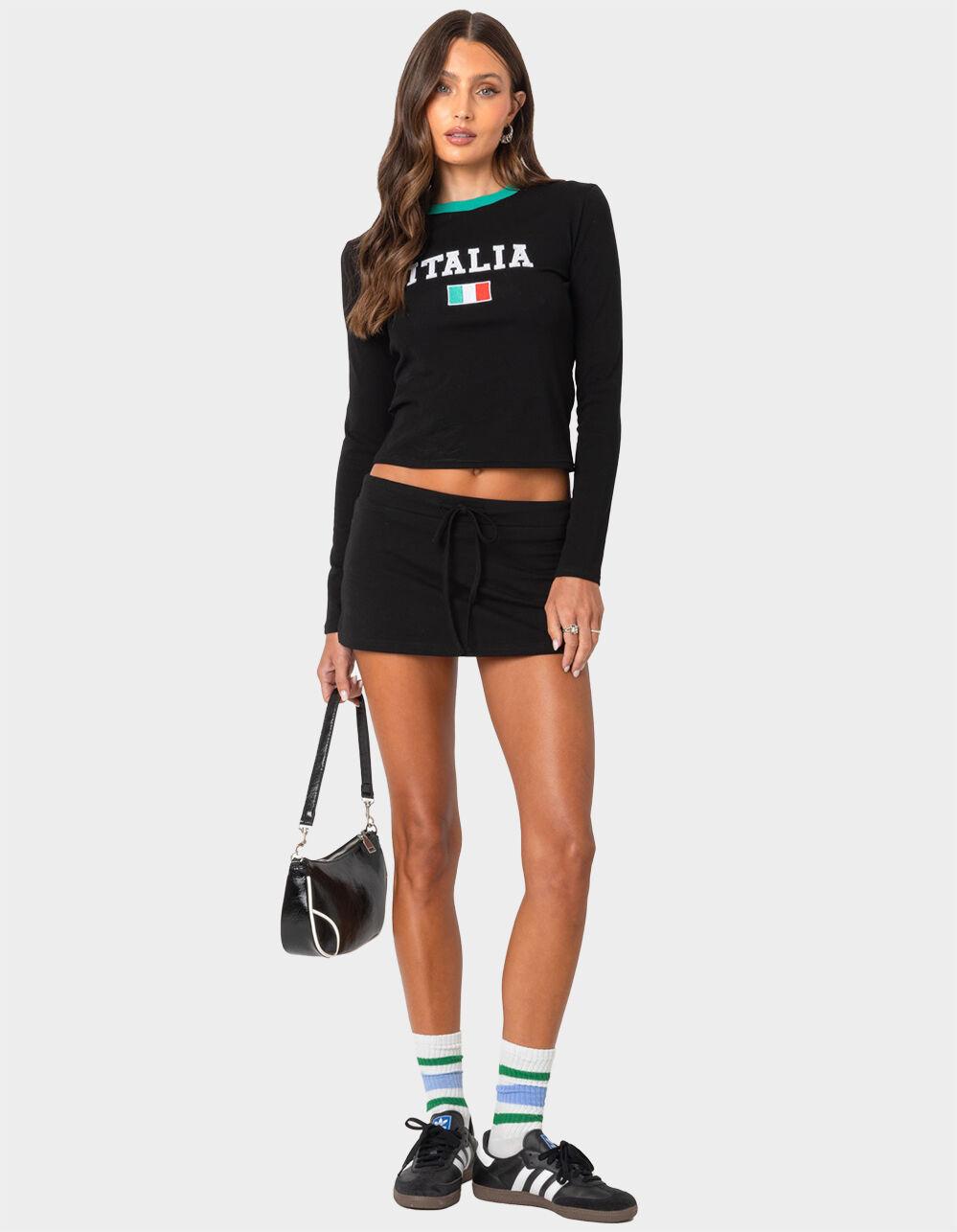 EDIKTED Bayside Slitted Micro Skort - BLACK Product Image