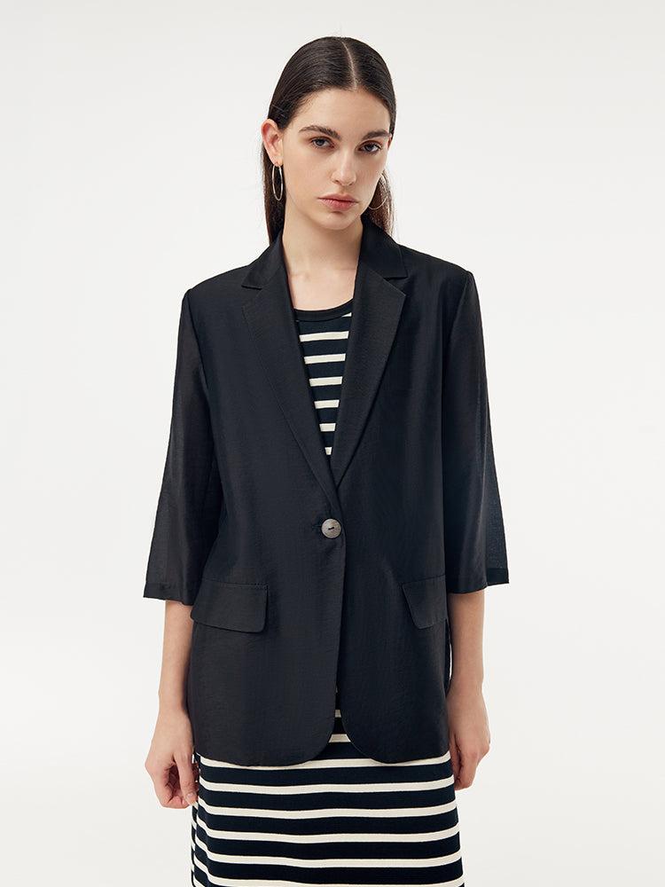 Tencel One Button Women Blazer Product Image