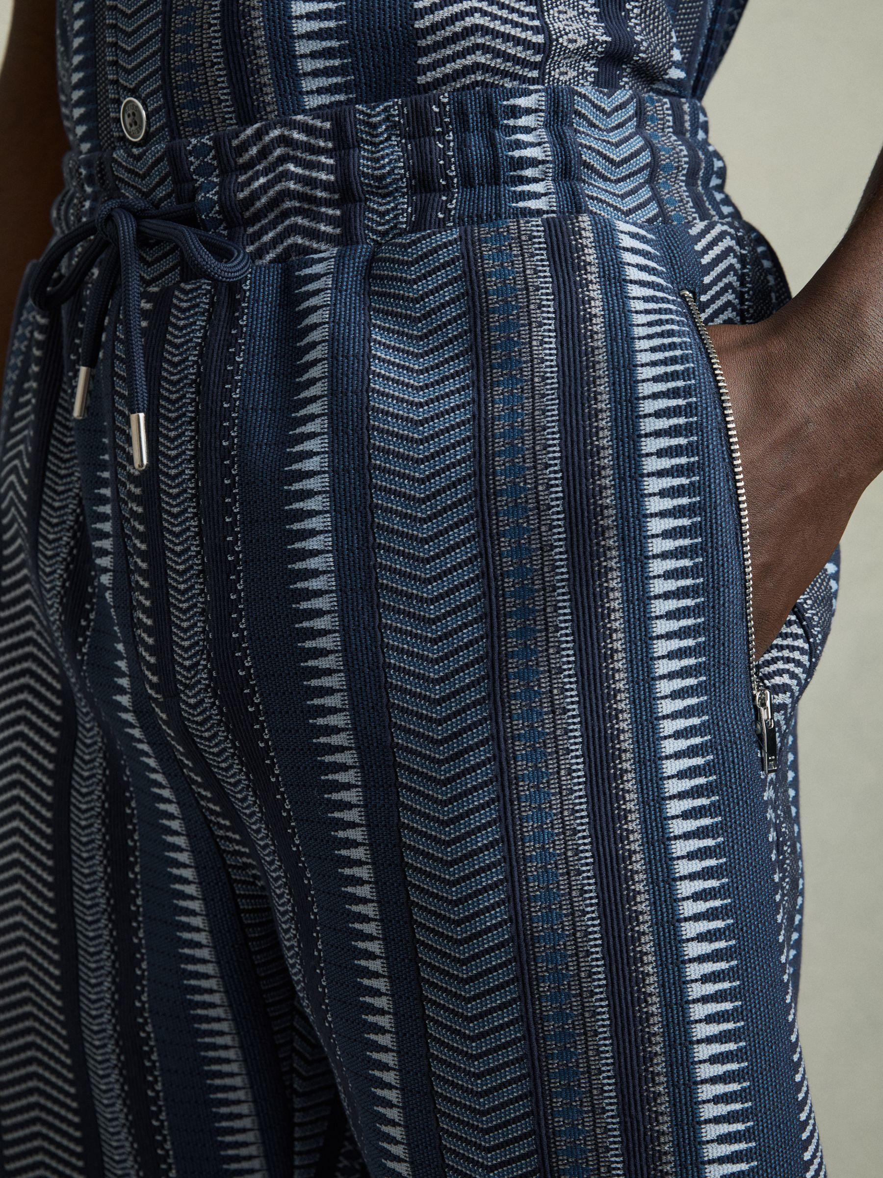 Aztec-Stripe Drawstring Shorts in Navy Product Image