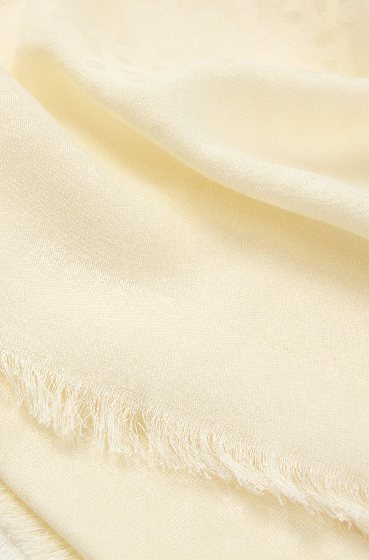 BOSS - Monogram-jacquard scarf in modal and wool - White Product Image