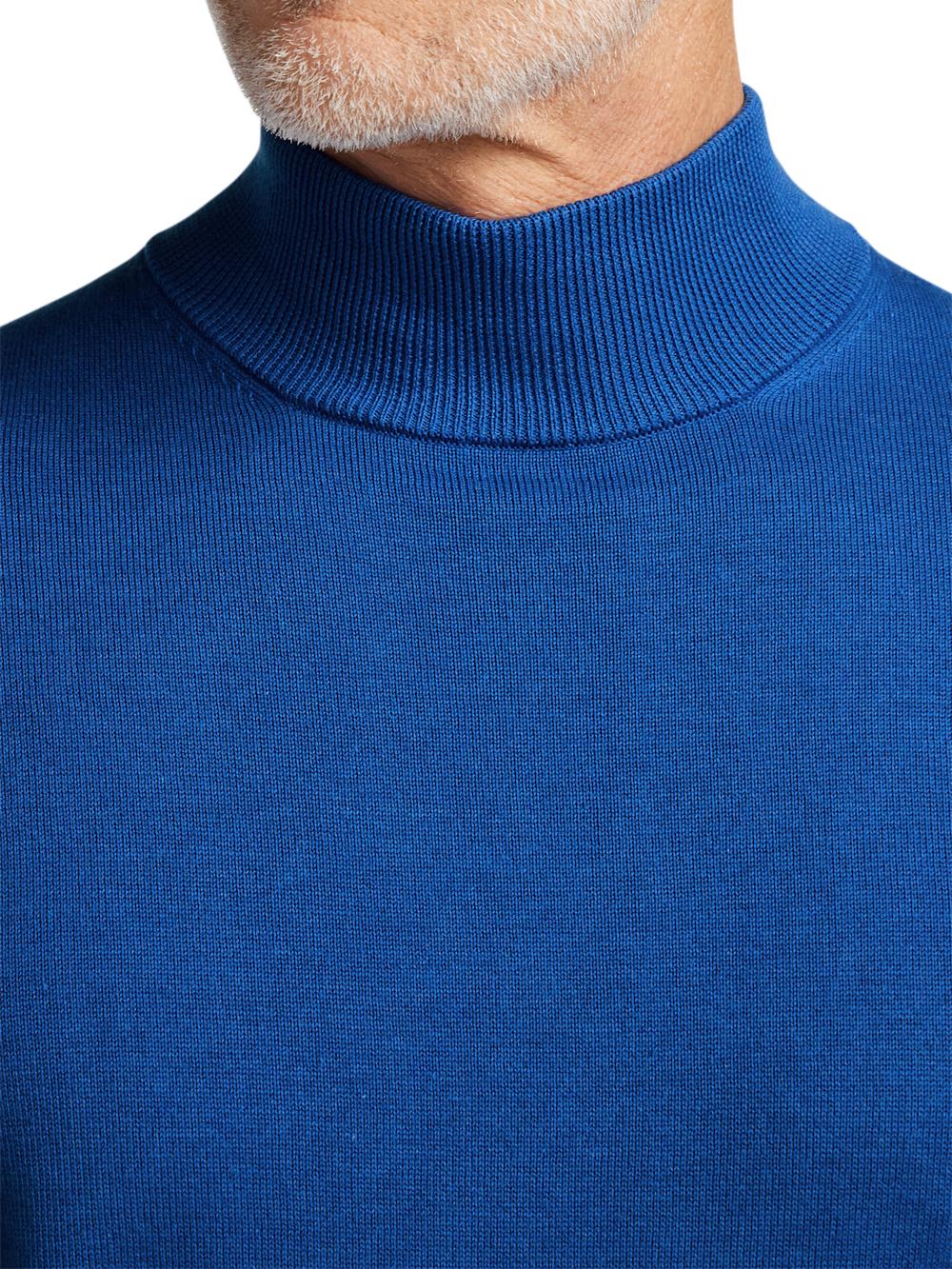 Supima Cotton Mock Neck Sweater - Blue Product Image