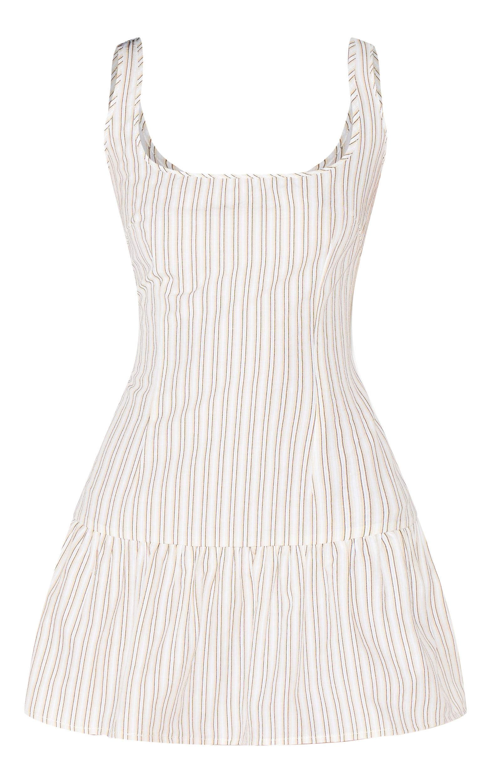 Stone Striped Sleeveless Straight Neck Shift Dress Product Image