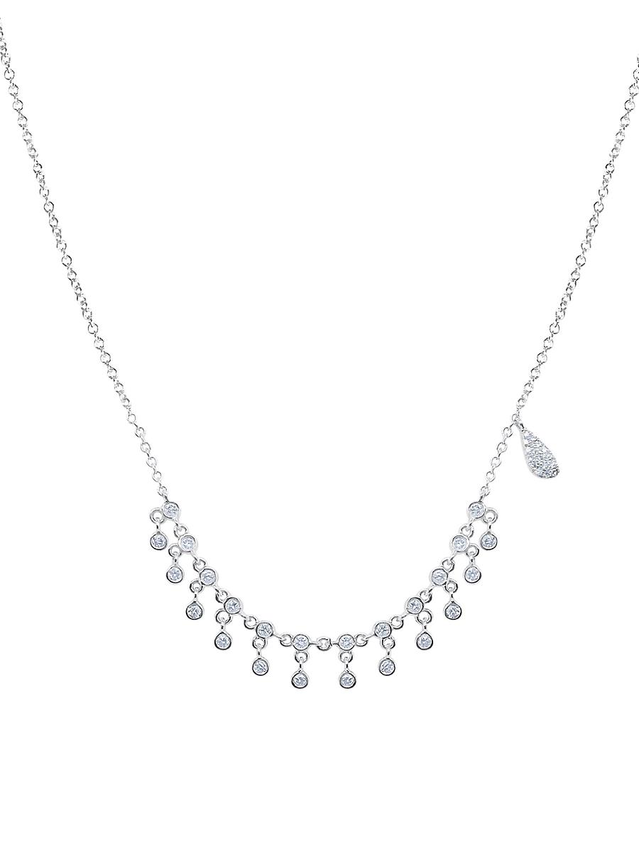 Womens 14K White Gold & 0.28 TCW Diamond Fringe Necklace Product Image