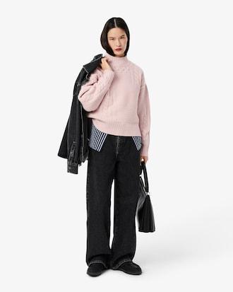 Patchwork Effect High Neck Wool Sweater Product Image