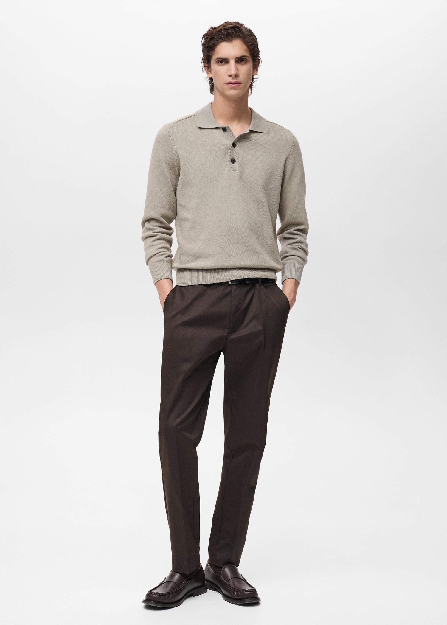 Cotton knitted polo shirt - Men | MANGO USA Product Image