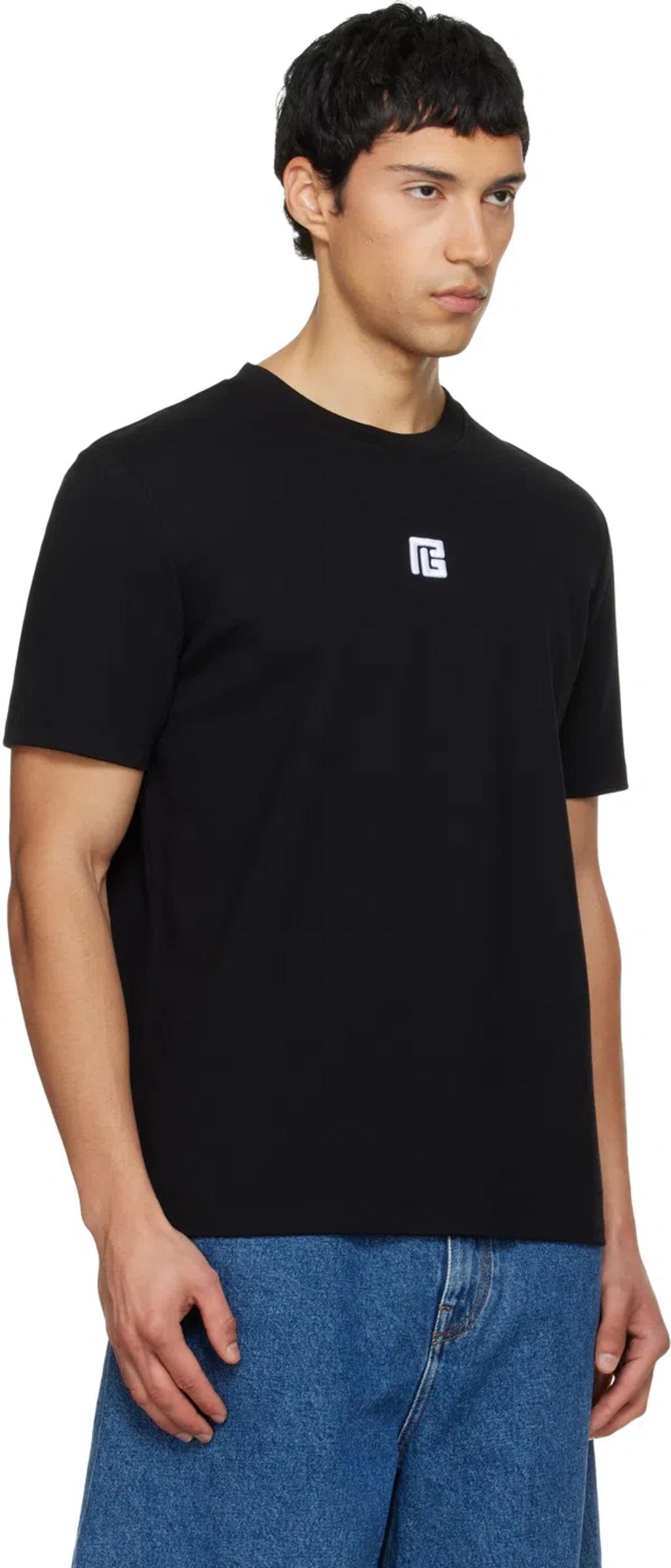 BALMAIN Logo-embroidered Crew-neck T-shirt In Black Product Image