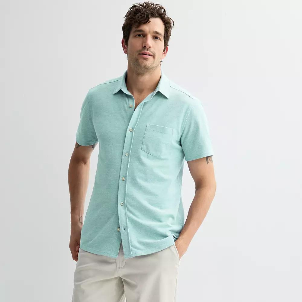 Men's Sonoma Goods For Life® Knit Short Sleeve Button Down Shirt,  Product Image