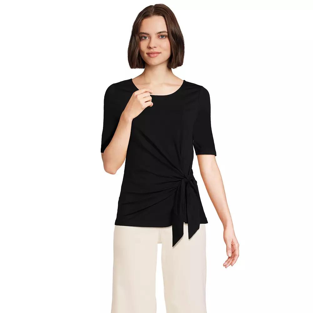 Women's Lands' End Lightweight Jersey Tie Front Top,  Product Image