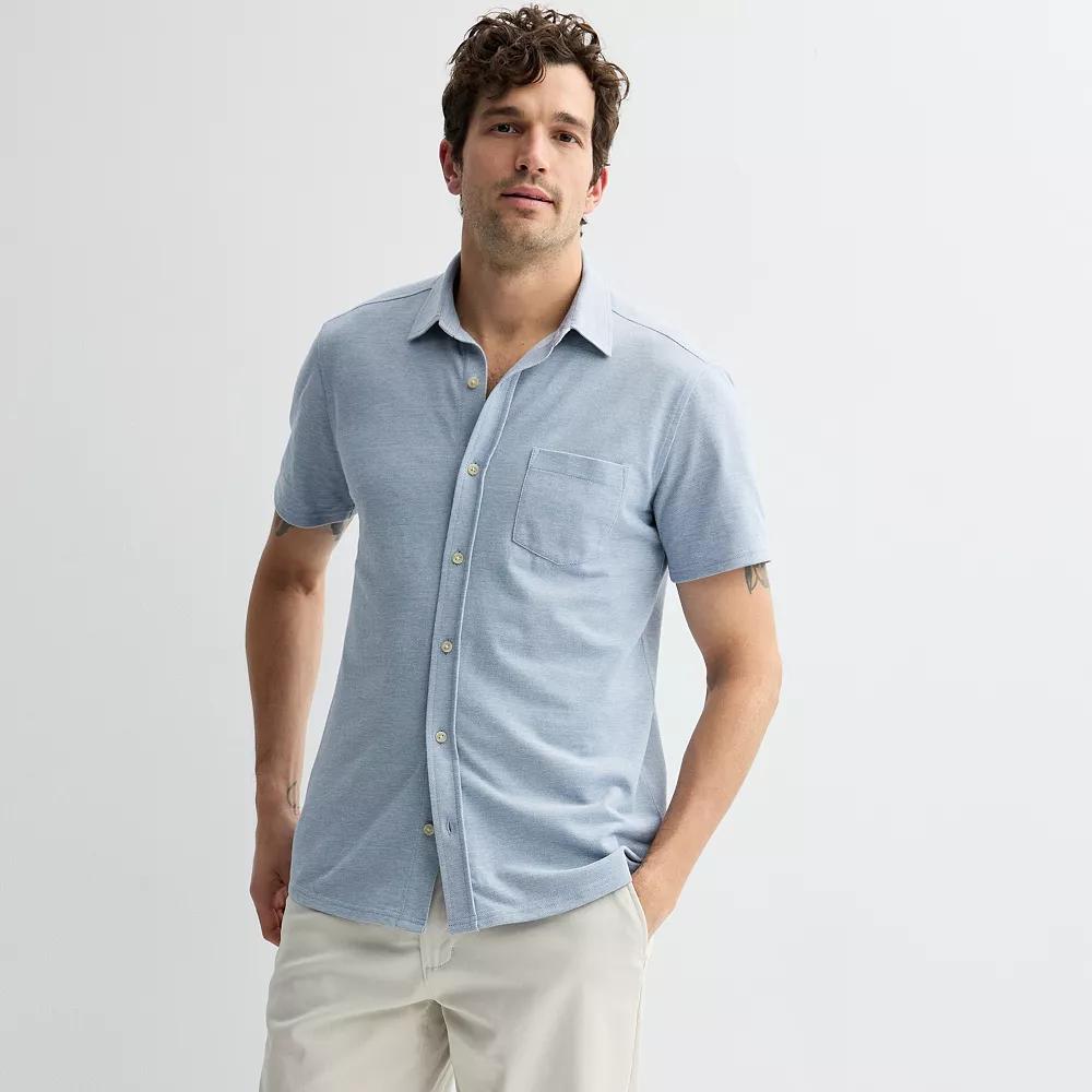 Men's Sonoma Goods For Life® Knit Short Sleeve Button Down Shirt,  Product Image