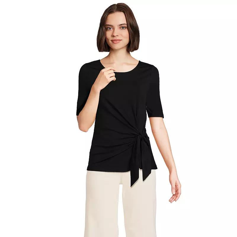 Women's Lands' End Lightweight Jersey Tie Front Top,  Product Image