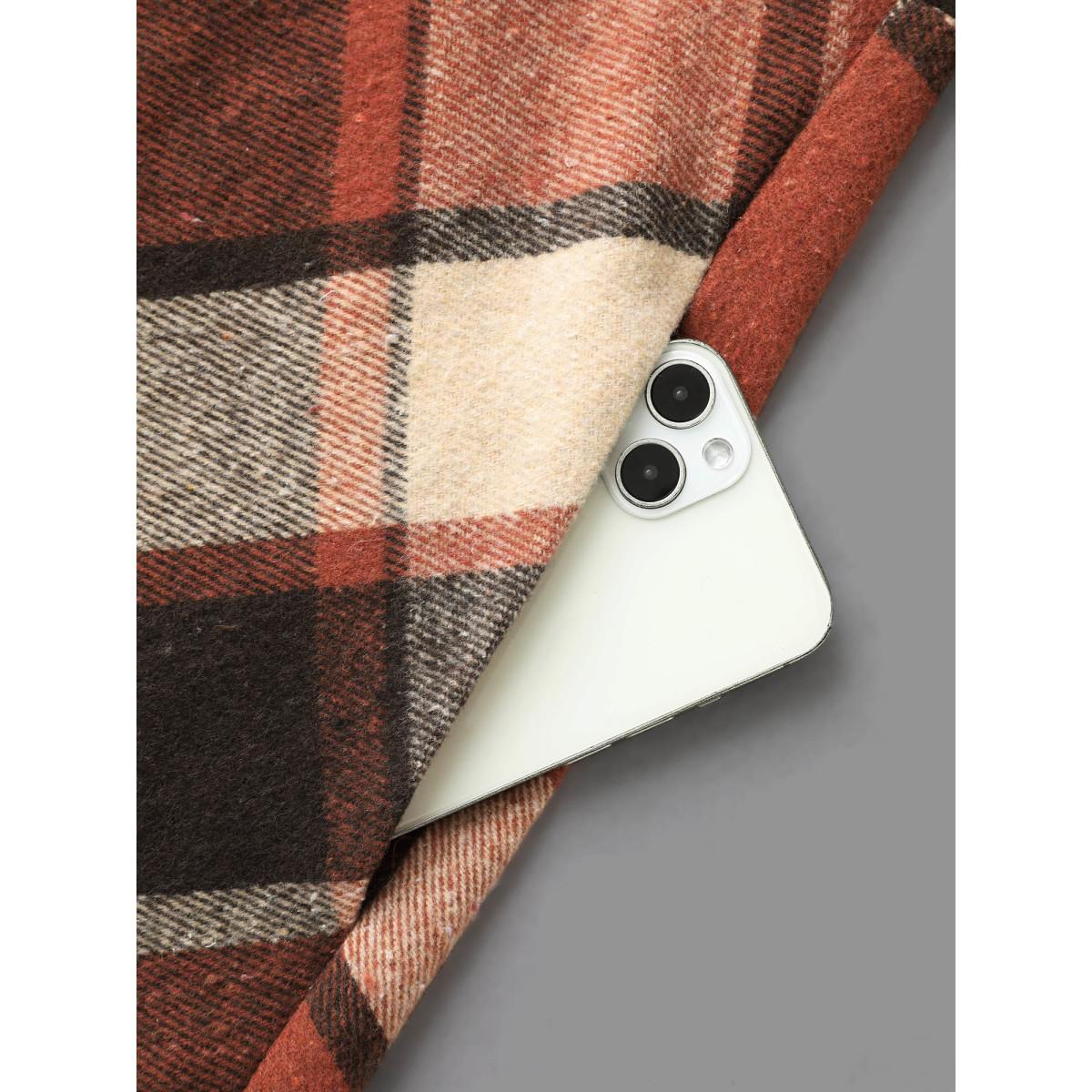 Plus Size Plaid Lapel Collar Waist Button Coat Women Yellowishbrown Elegant Button Ladies Everyday Winter Coats BloomChic 10/M Product Image