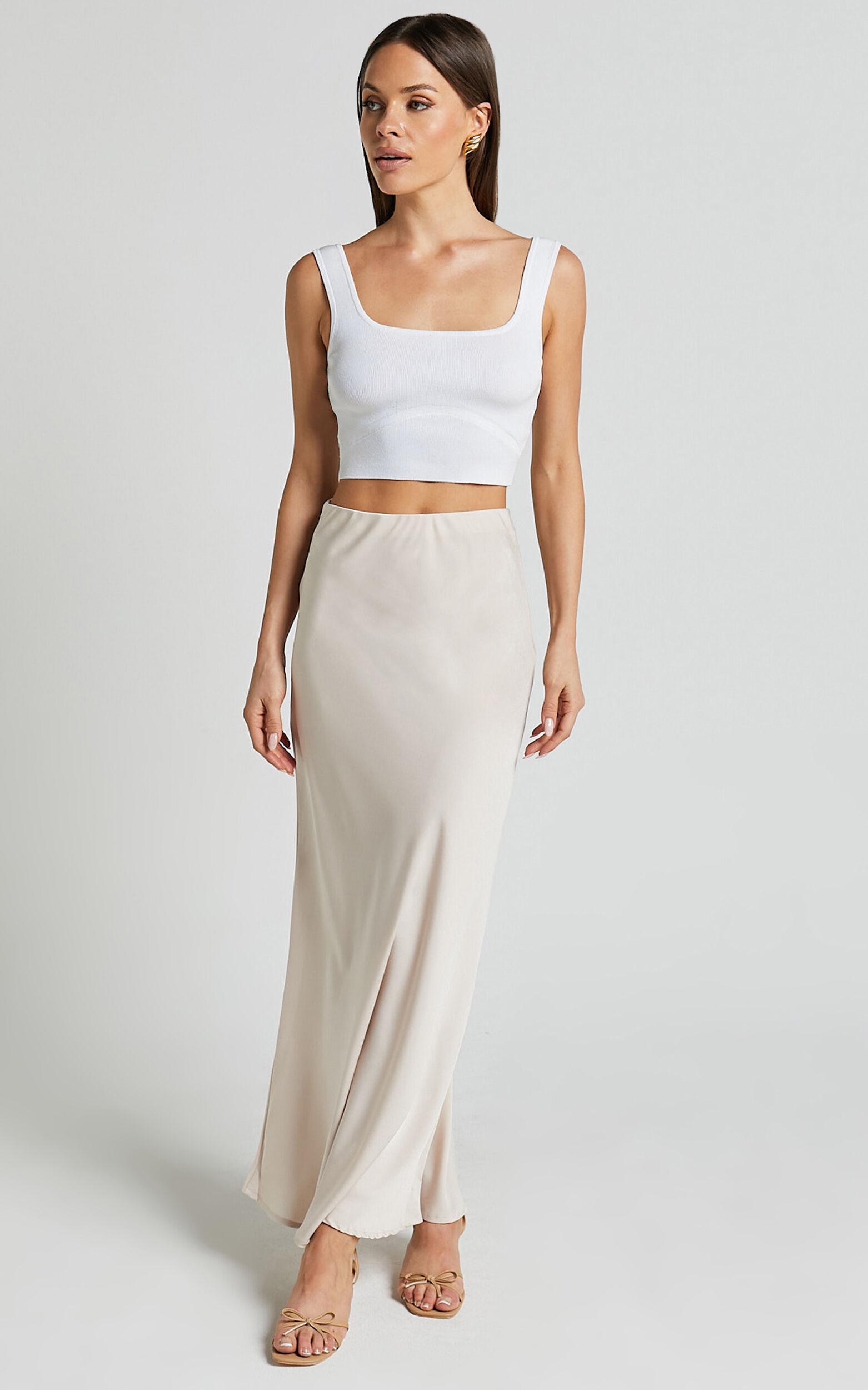 Emlei Top - Square Neck Cropped Knit Top in White Product Image