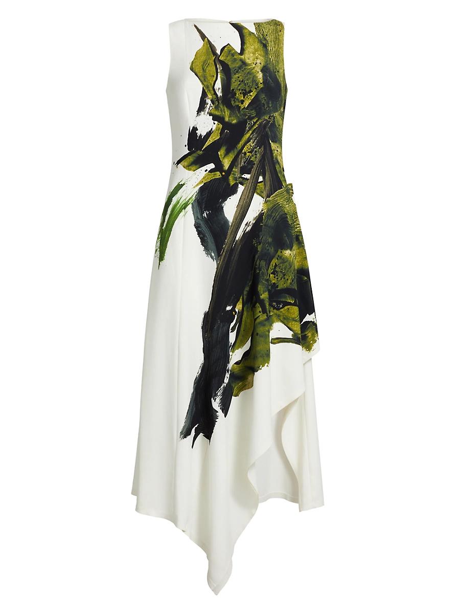 Womens Painterly Crepe Midi-Dress Product Image