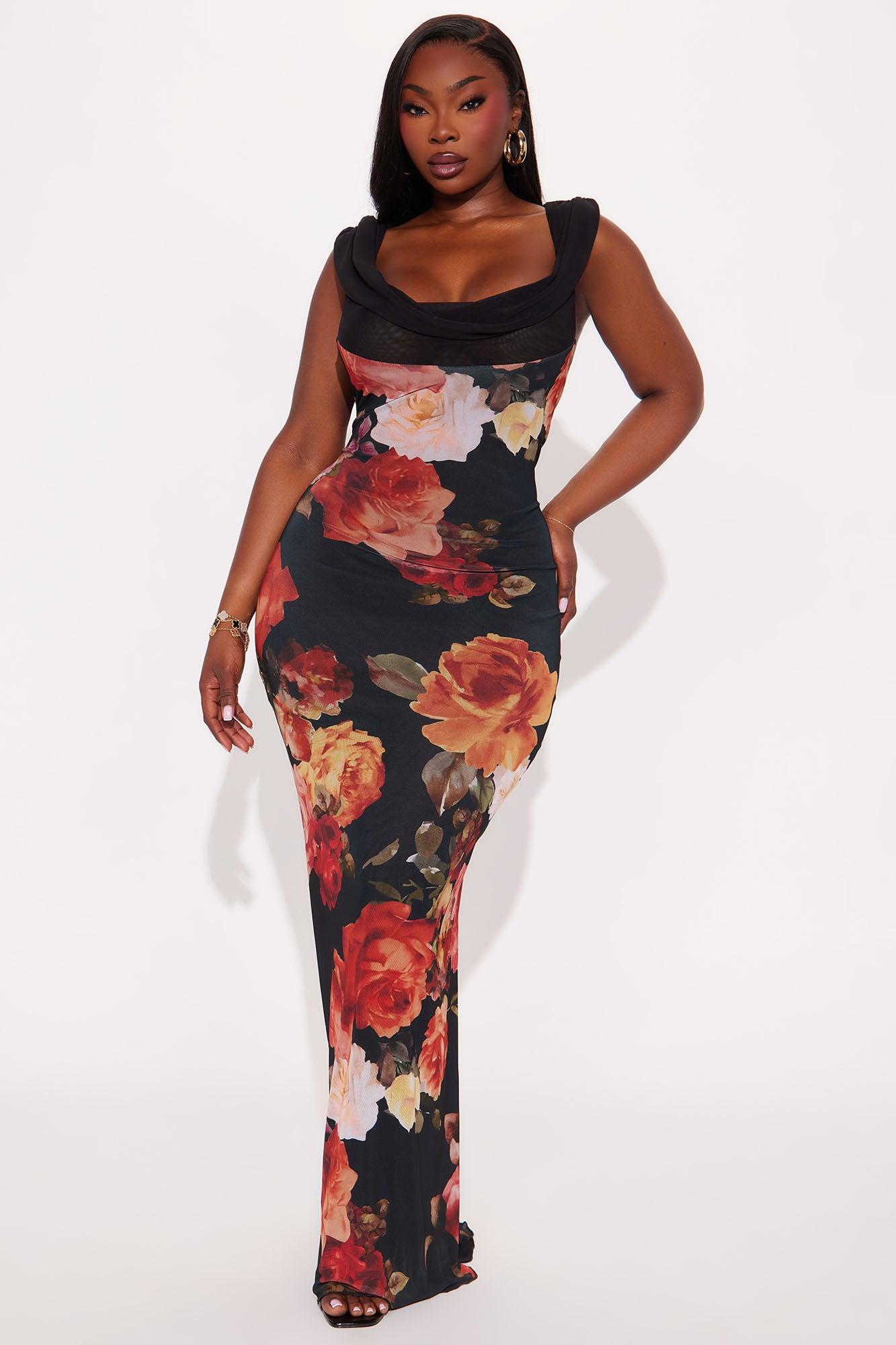 Karol Backless Mesh Maxi Dress - Black/combo Female Product Image