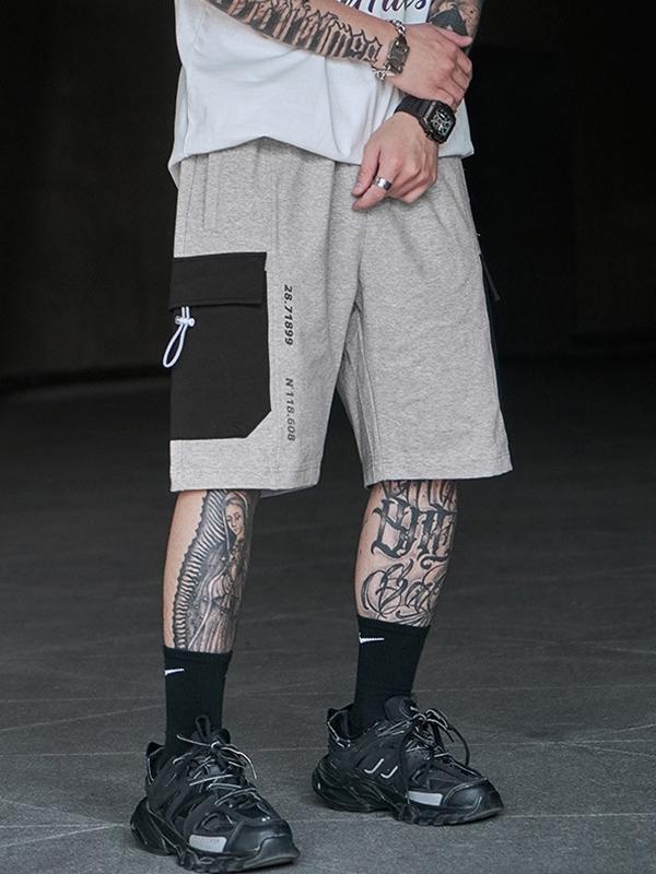 Men's Contrast Color Large Pocket Casual Shorts Product Image