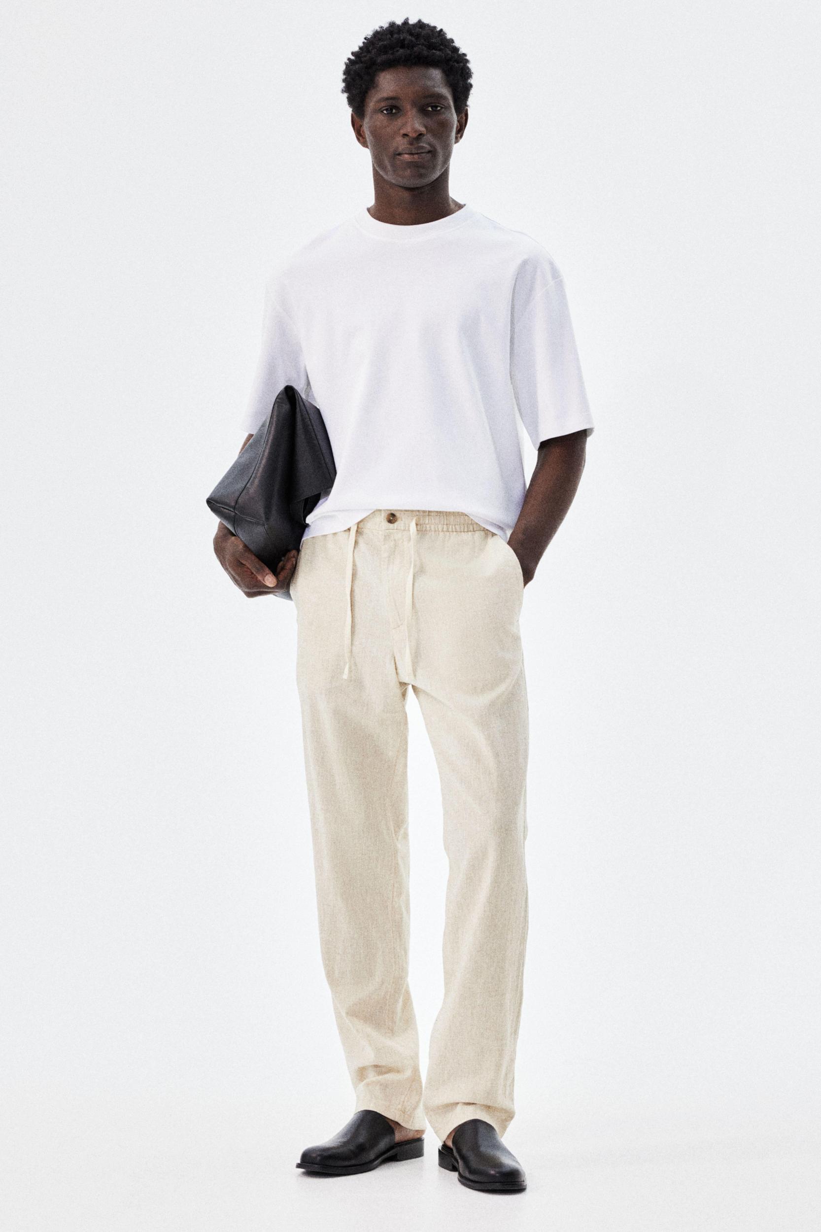 Regular-Fit Linen-Blend Pants Product Image