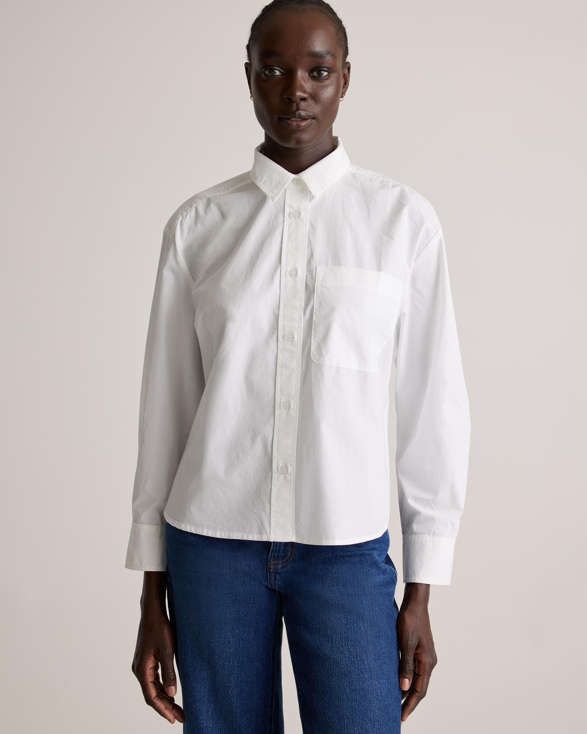 Quince | Women's Poplin Cropped Long Sleeve Shirt Organic Cotton Product Image