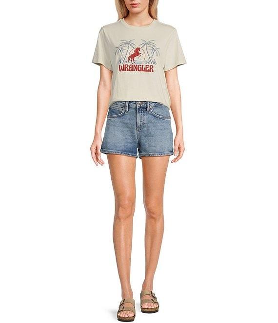 Wrangler® Retro® Mae Mid Rise Faded Denim Shorts Product Image