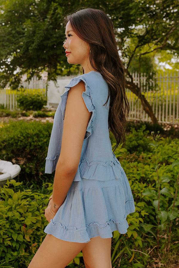 Coastal Muse Gauze Ruffle Top in Airy Blue Product Image
