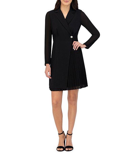 Vince Camuto Signature Stretch Notch Lapel Collar Long Sleeve Faux Wrap Jacket Dress Product Image