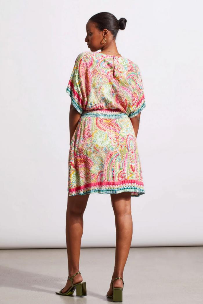 Printed V-Neck Dress with Dolman Sleeves Product Image