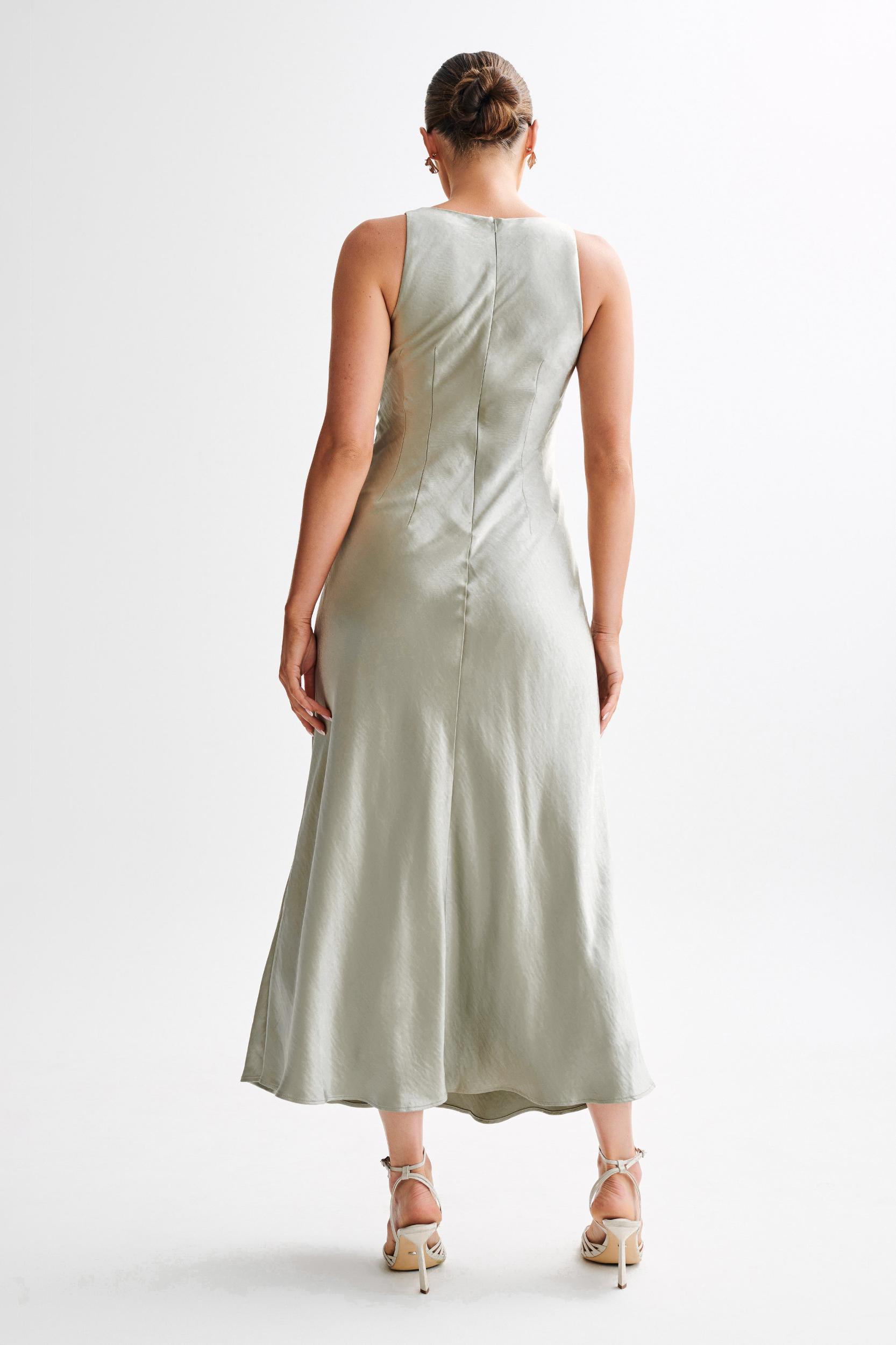 Meghan Satin Maxi Dress - Sage Product Image