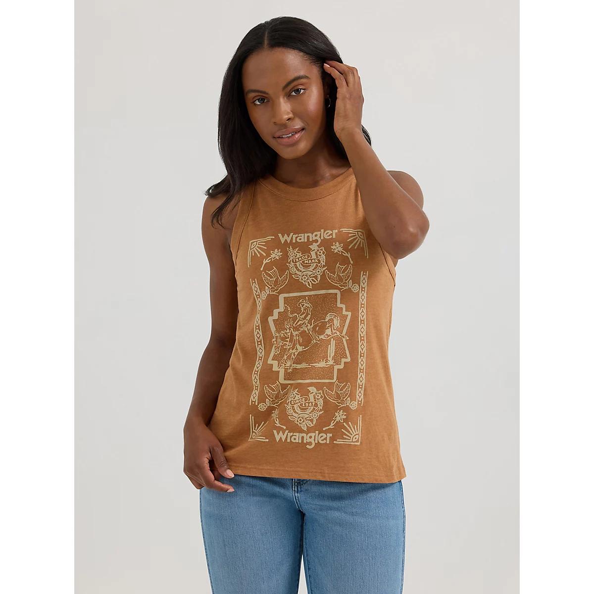 Women's Wrangler Western Graphic Goddess Tank in Argan Oil Product Image