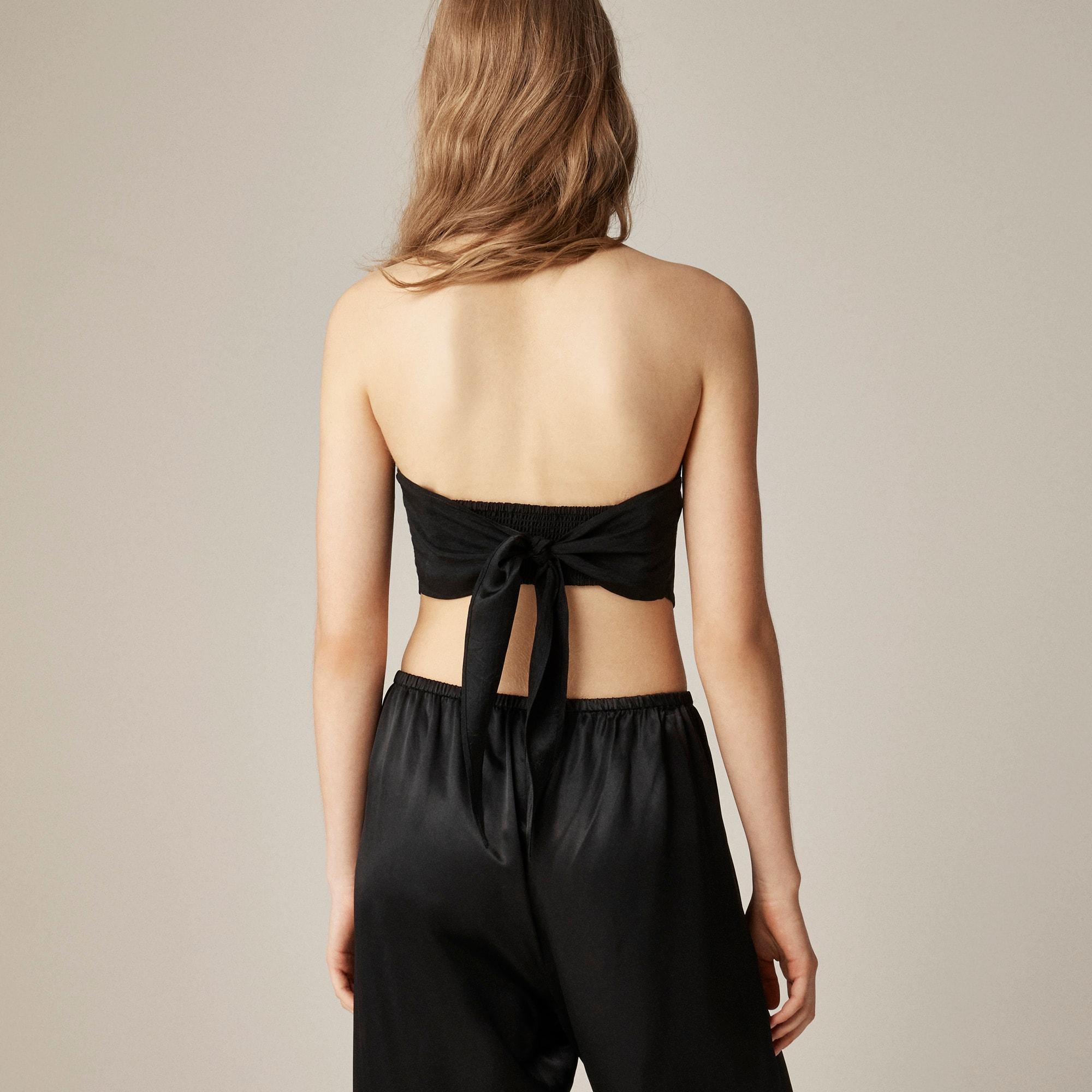 Tie-back tube top in textured satin Product Image
