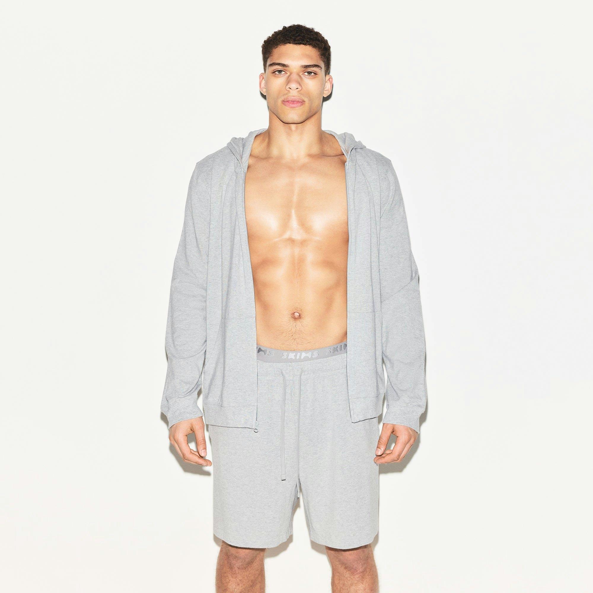 JERSEY LOUNGE MENS ZIP UP HOODIE | HEATHER GREY Product Image