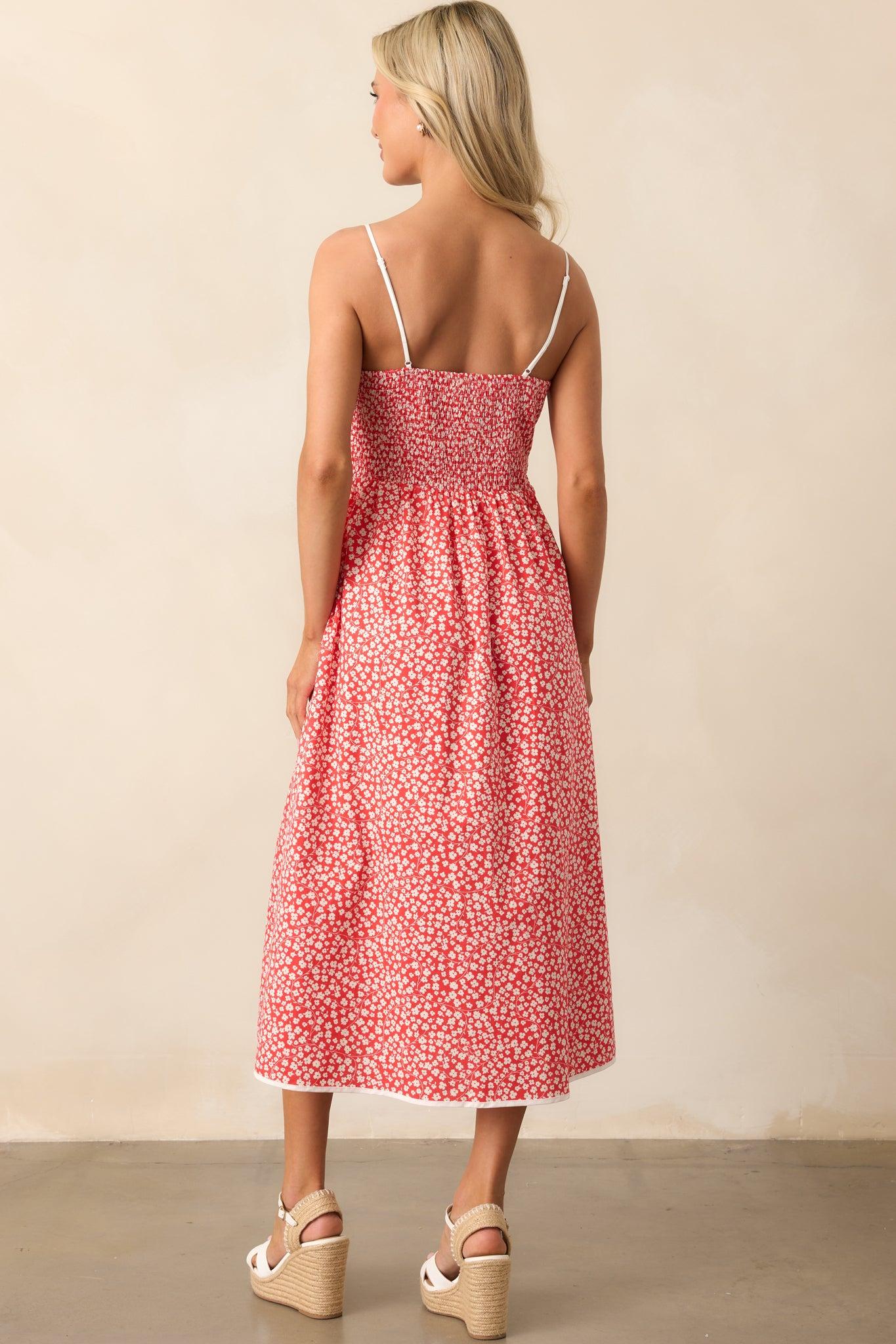 Memories Being Made Red Floral Sleeveless Midi Dress Product Image