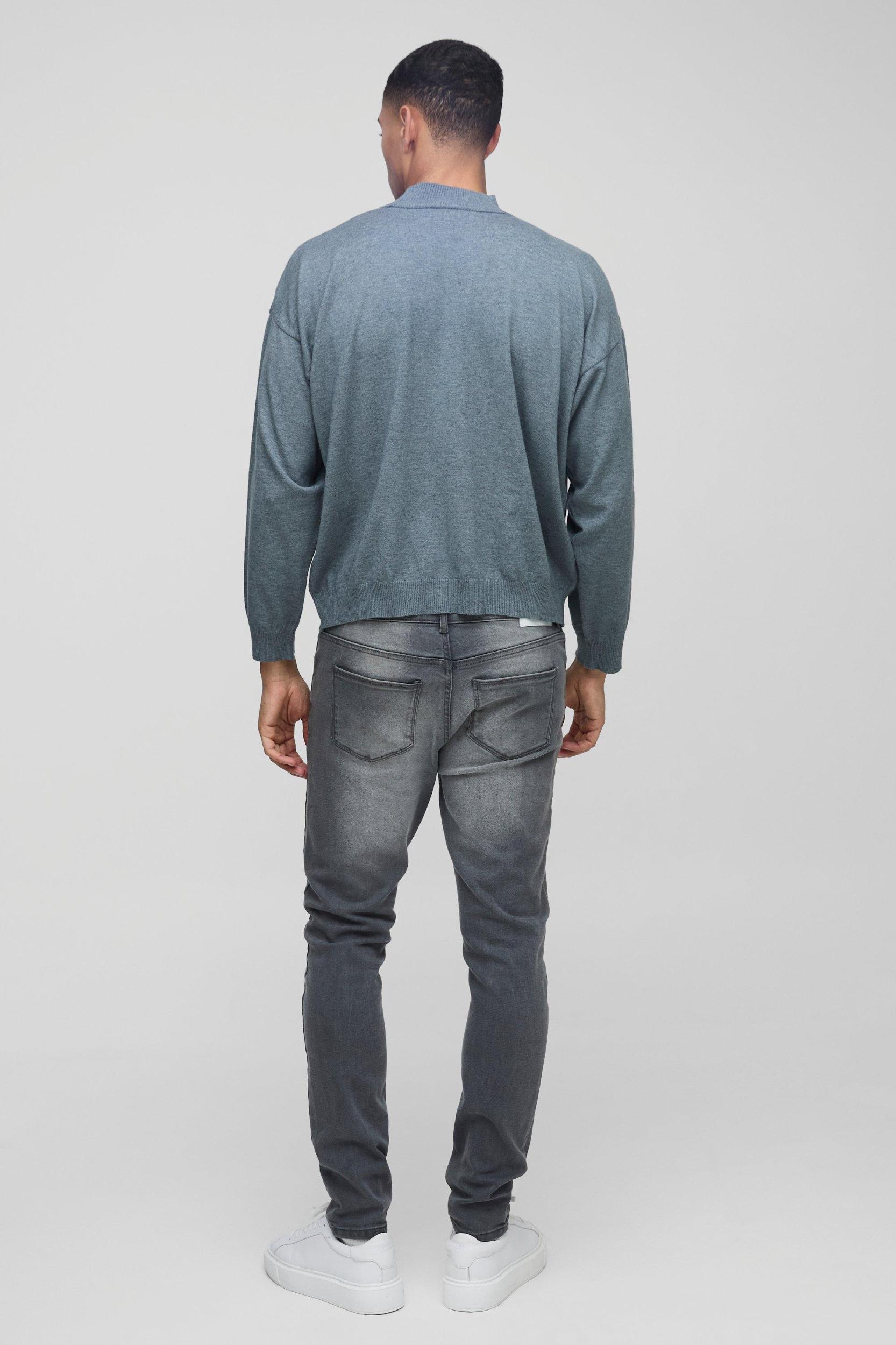 Relaxed Mock Neck Knitted Sweater | boohooMAN USA Product Image