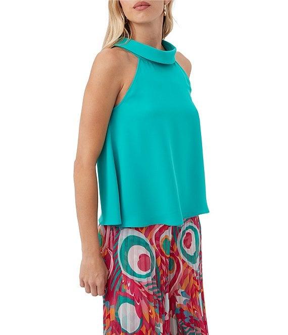 Trina Turk Eze Fold Over Halter Neck Sleeveless Top Product Image