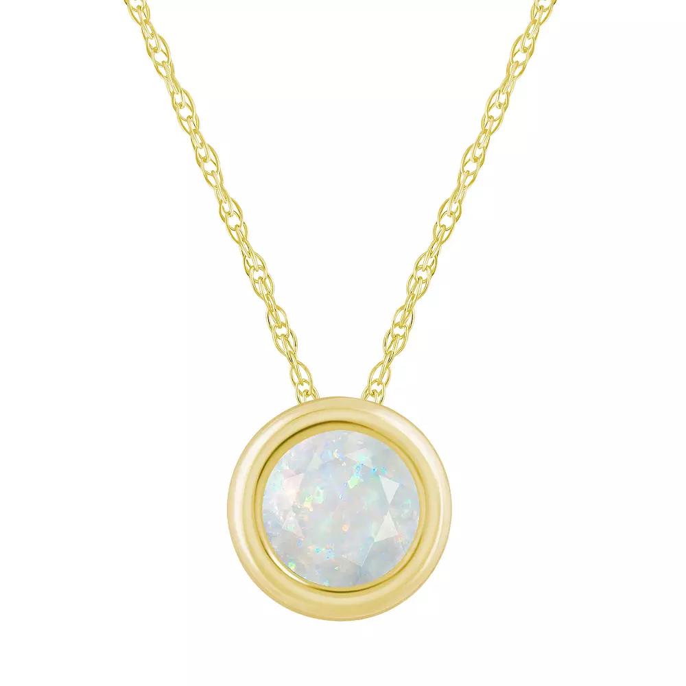 Celebration Gems 10k Gold 5 mm Round Lab-Created Opal Pendant Necklace, Womens 10k White Gold Product Image