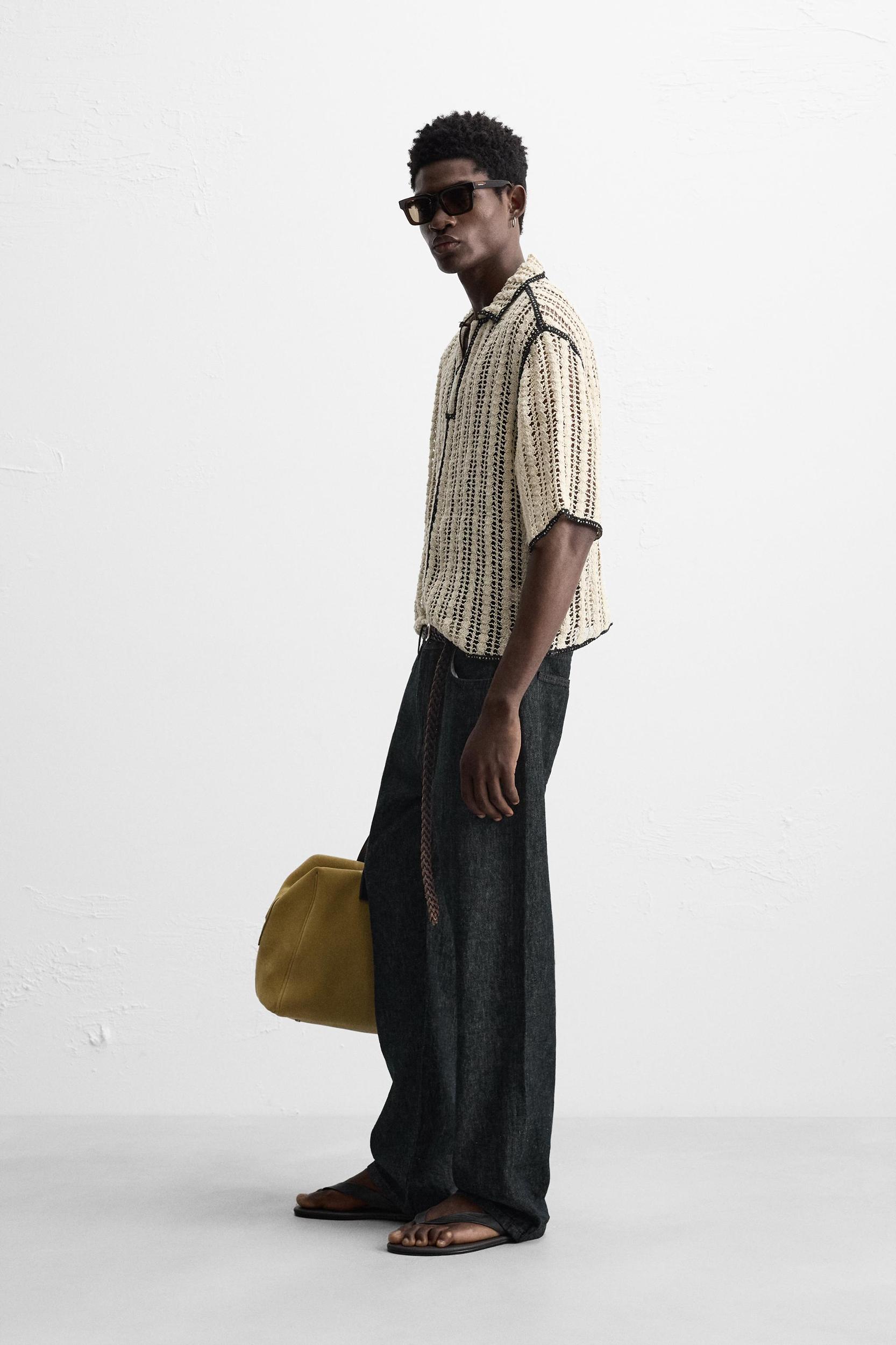 CROCHET TEXTURED POLO SHIRT Product Image