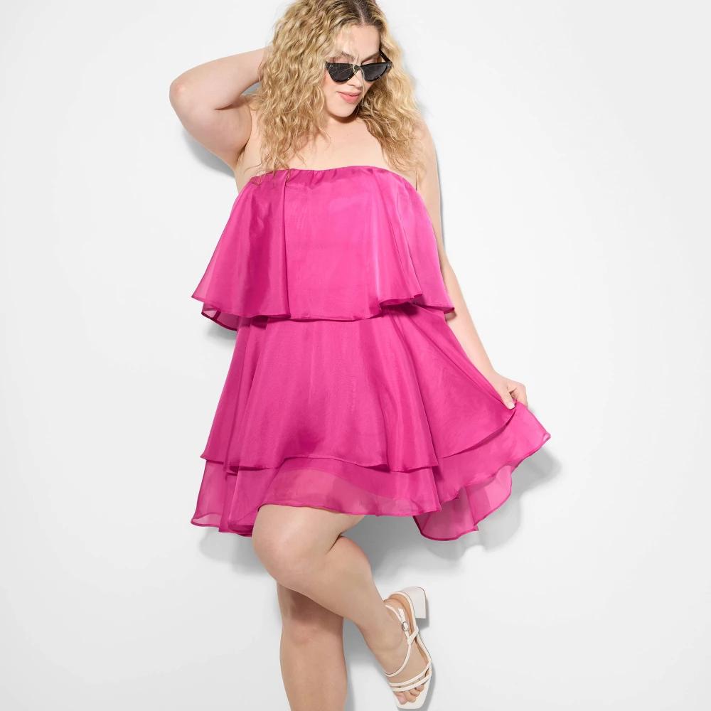Women's Cupcake Tiered Mini A-Line Dress - Wild Fable™ Pink Product Image