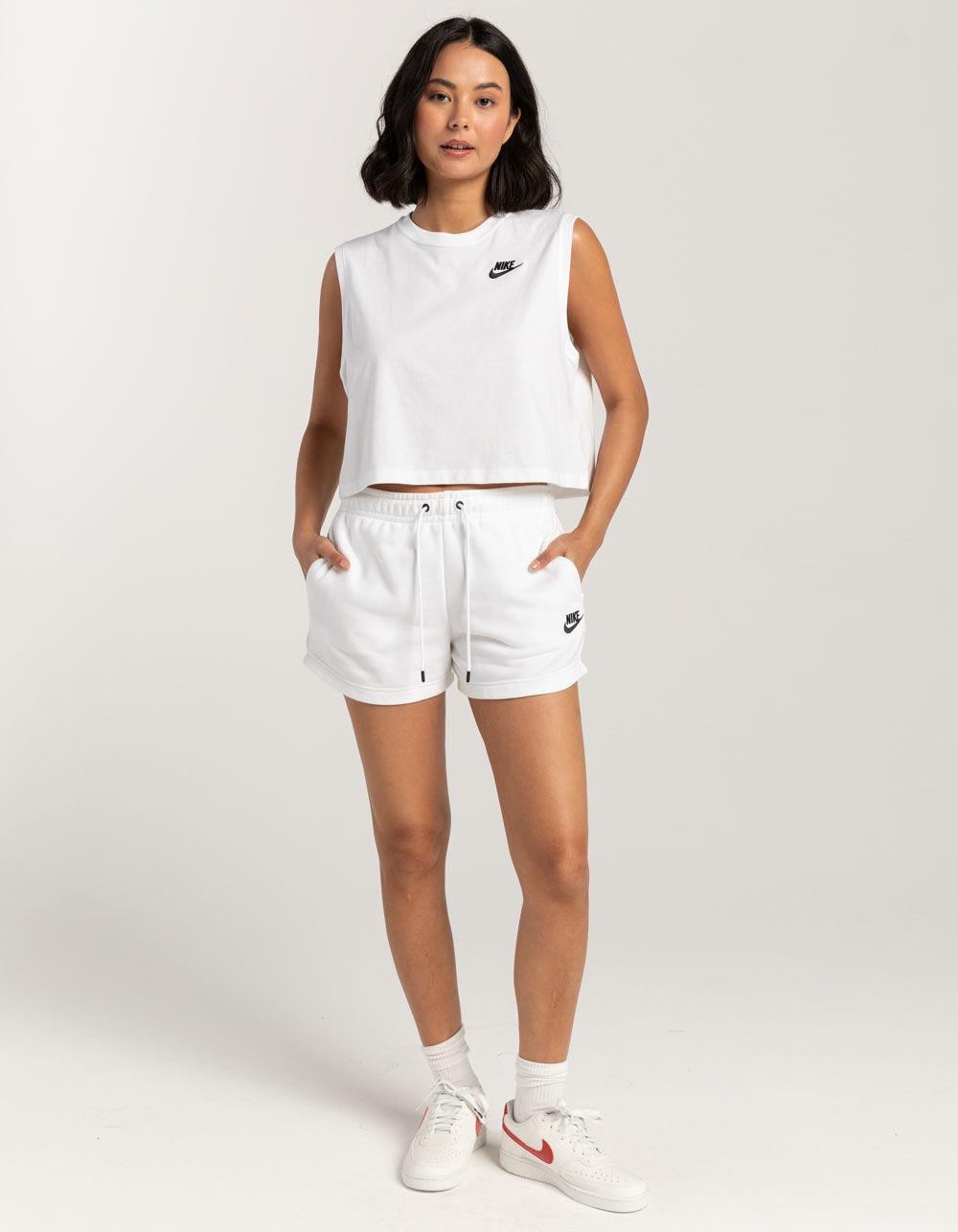 NIKE Sportswear Club Womens Crop Muscle Tee - WHITE Product Image