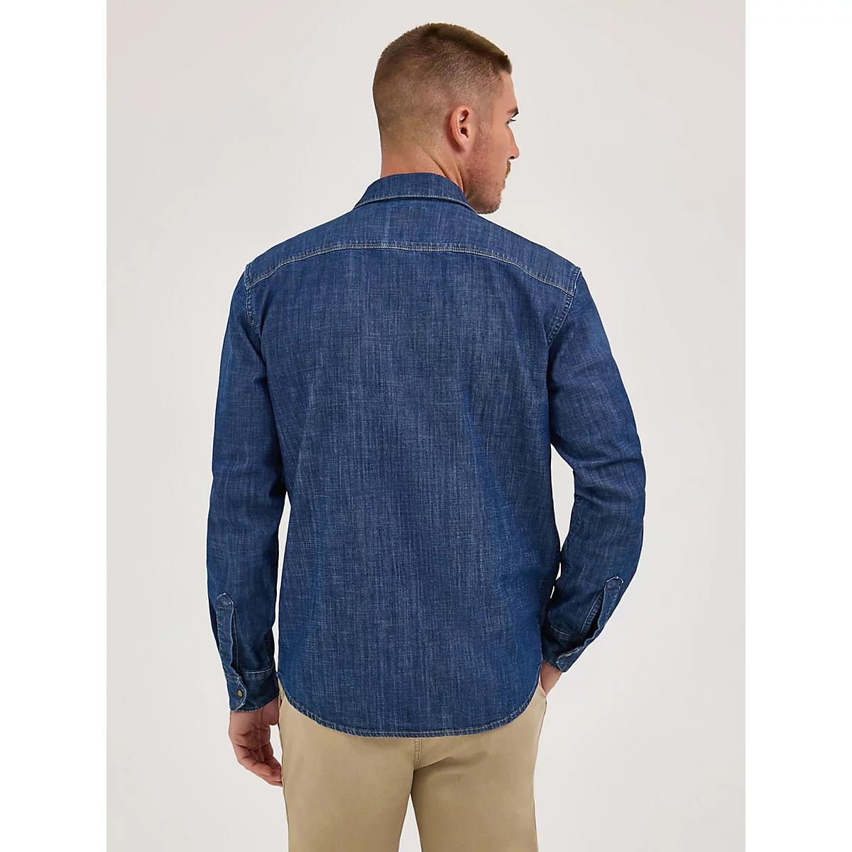 Men's Denim Western Snap Shirt in Dark Wash Product Image