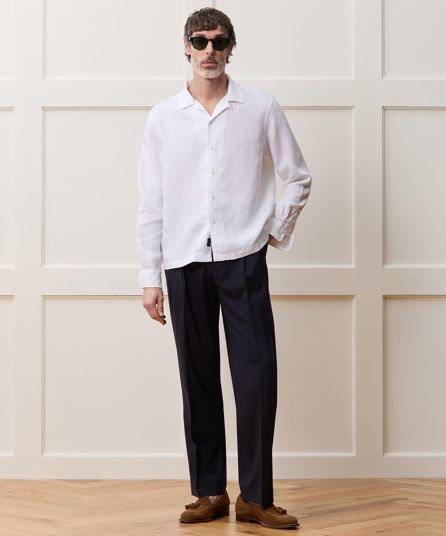 Cropped Sea Soft Irish Linen Camp Collar Shirt Product Image