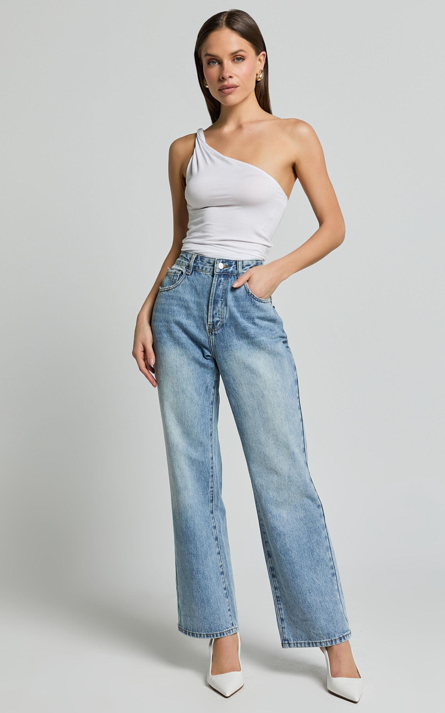 Marinette Top - Twisted One Shoulder Top in White Product Image