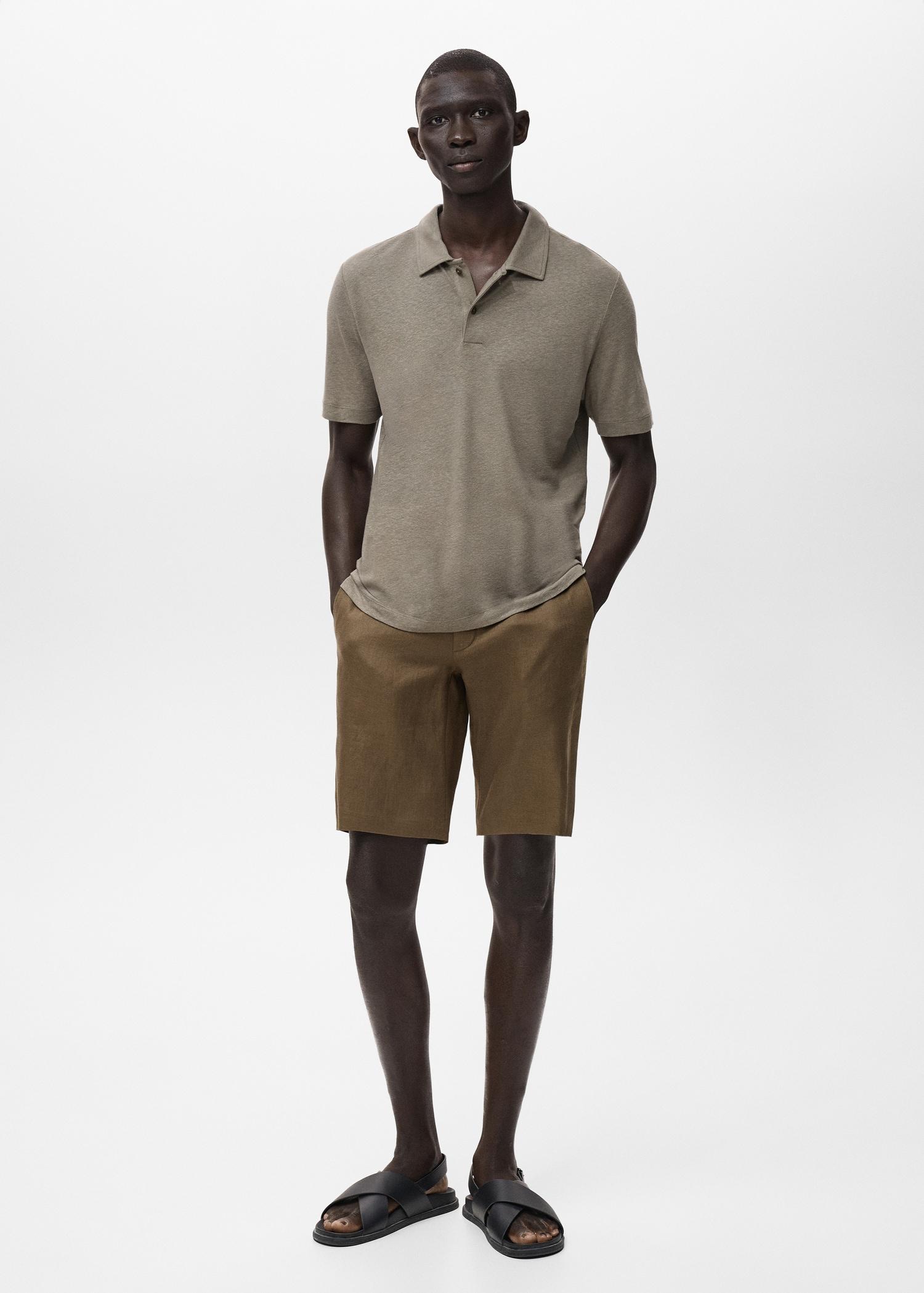Slim-fit 100% linen bermuda shorts - Men | MANGO USA Product Image