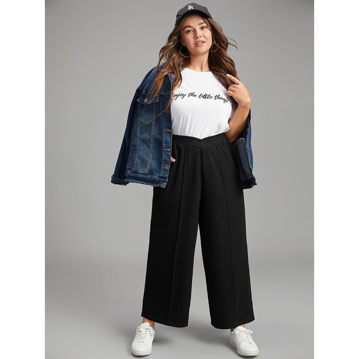 Supersoft Essentials Crossover Paperbag Waist Sweatpants Black Plus Size Women Casual Dailywear Plain 10/M Bloomchic Product Image