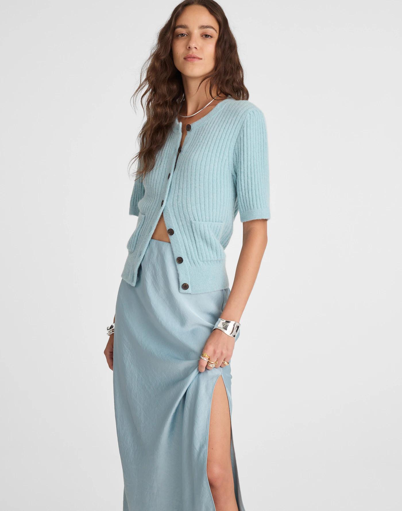 Satin Midi Slip Skirt Product Image