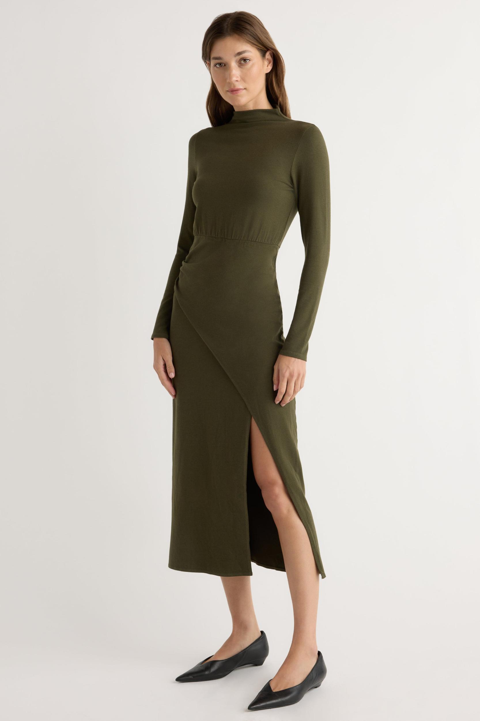 Suki Mock-Neck Side-Slit Dress Product Image