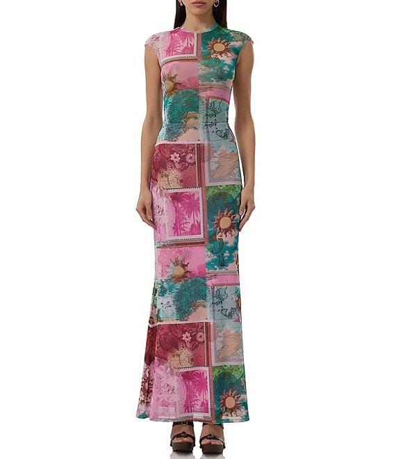 AFRM Tegan Tropical Postcard Print Mesh Maxi Mermaid Skirt Product Image