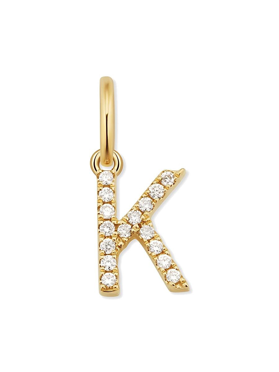 Womens 14K Yellow Gold My Letter Diamond Initial Pendant Charm Product Image